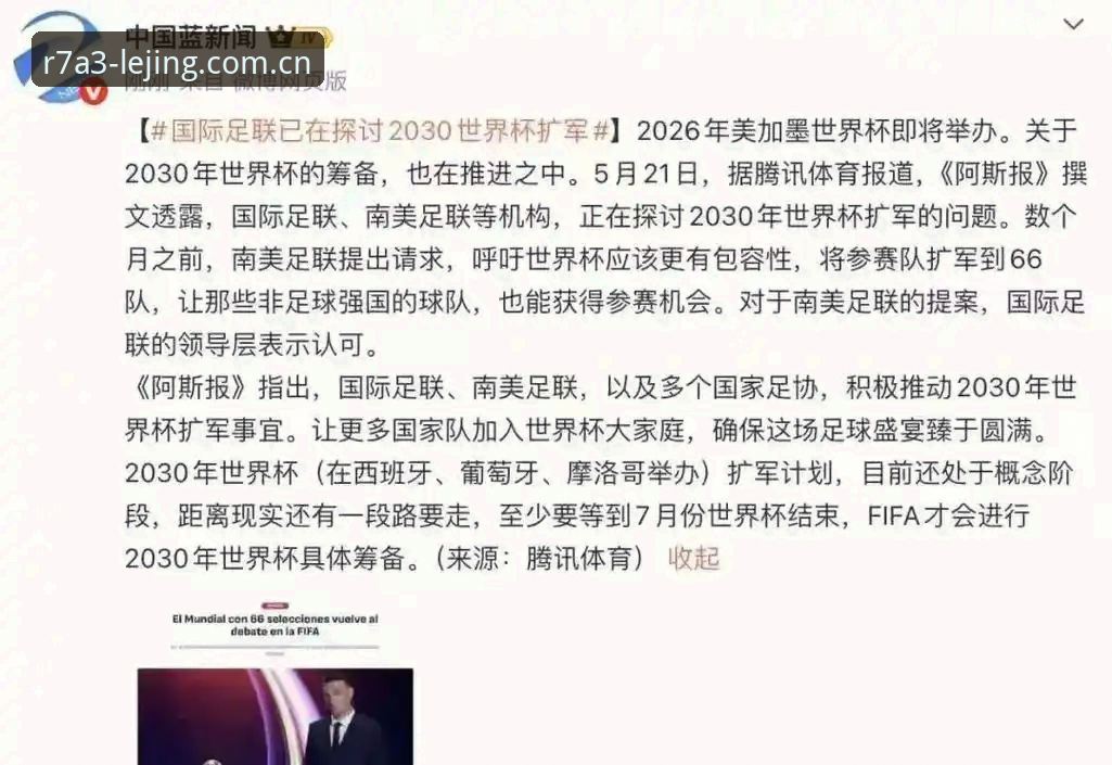 2030世界杯扩军至66队方案详解